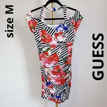 GUESS 플라워 무늬 슬리브리스 원피스 꽃무늬 민소매 바디 콘셔스 게스