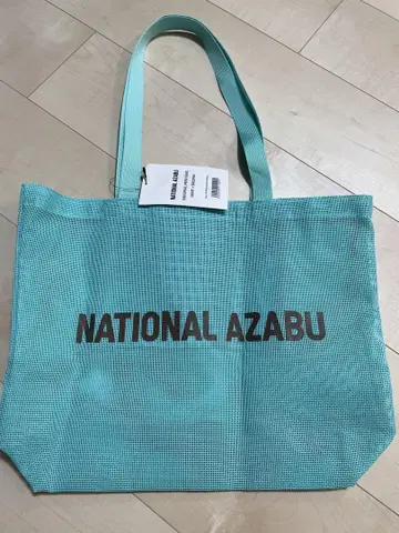 NATIONAL AZABU 메쉬 에코백 민트 브라운 로고