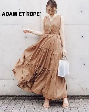 ADAM ET ROPE' 코튼 실크 티어드 원피스
