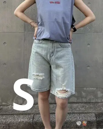 택 포함 미사용 새상품 ENVYM 데님 하프 팬츠 S 사이즈