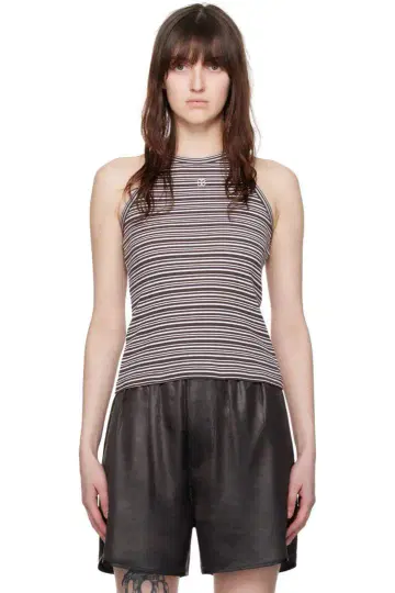 FILIPPA K 브라운 & 화이트 보더 탱크탑 XS