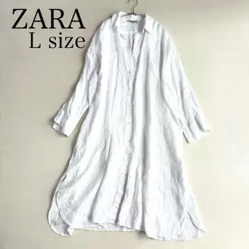 ZARA 자라 린넨 롱 셔츠 원피스 오버 사이즈 화이트 L 사이즈