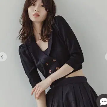 COCO DEAL 더블 숏 니트 자켓 블랙