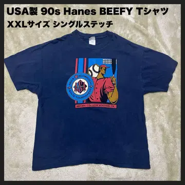 USA제 90s Hanes BEEFY 반팔 티셔츠 싱글 스티치 2XL