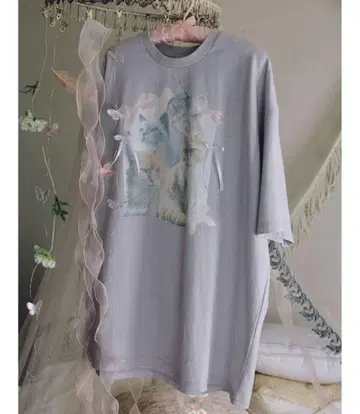새상품급 cat ribbon big tee 캣 리본 빅 티