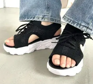 통굽 레이스업 메쉬 샌들 S