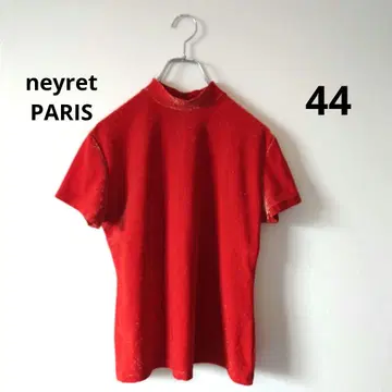 neyret paris 레드 라메 하이넥 티셔츠 백 버튼