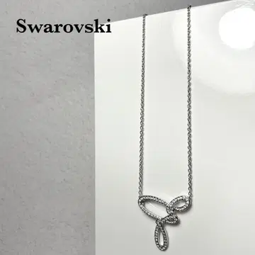 SWAROVSKI 스와로브스키 목걸이 리본 나비 비쥬 실버