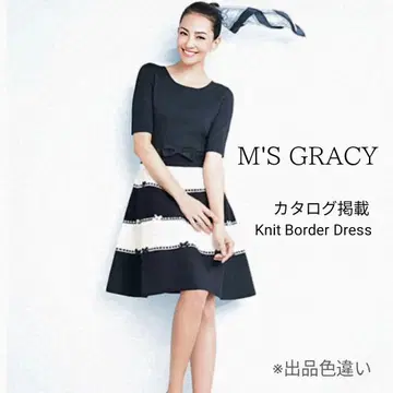M'S GRACY 카탈로그 게재 바이컬러 리본 니트 원피스