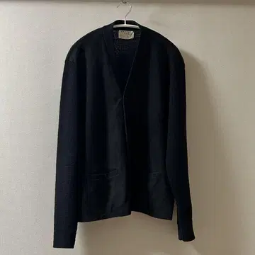 50년대 60년대 가디건 울 스웨이드 블랙 검정 포켓
