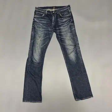 Lee 다크 블루 스트레이트 청바지 가격 인하 환영.