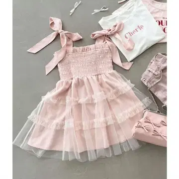 마제스틱 레곤 멀티웨이 어깨 리본 튤 뷔스티에 핑크