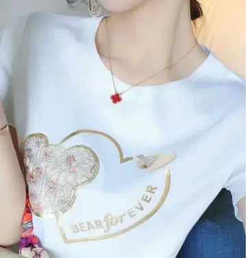 BEAR FOREVER 하트 자수 티셔츠 M 사이즈만