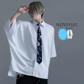 NOVESSEL 자카드 올 패턴 넥타이 돌먼 셔츠