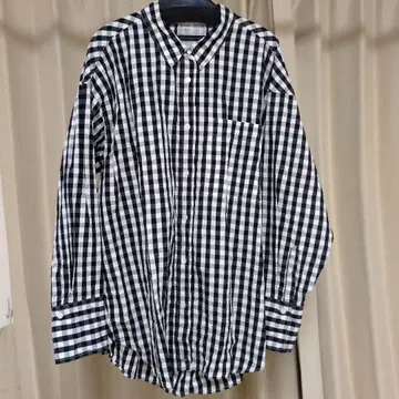 BEARDSLEY 블랙 화이트 체크 셔츠 긴팔 와셔 가공