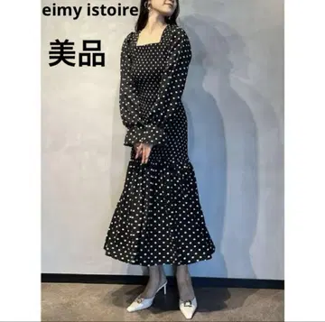 새상품급 eimy istoire 셔링 도트 머메이드 롱 원피스
