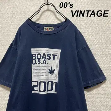 2001년 제작 빈티지 프린트 티셔츠 네이비 싱글 스티치 페이드