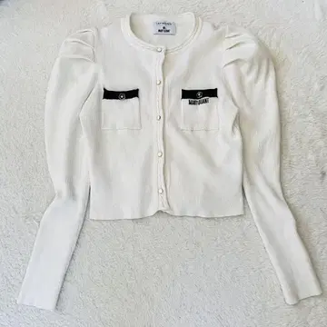 LILY BROWN MARY QUANT 화이트 가디건 퍼프 슬리브