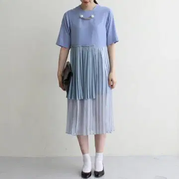 i am i in fact 암젠 쉬폰 플리츠 드레스