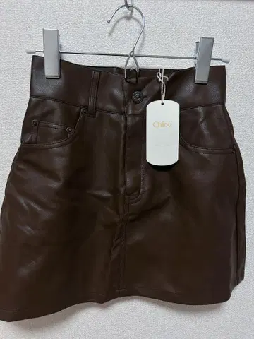 Chico 브라운 타이트 스커트 가죽 스커트