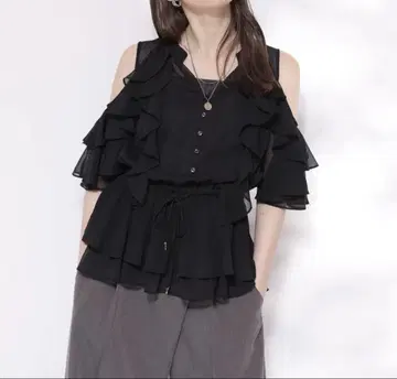 리랜드트루 양류 프릴 튜닉 블라우스