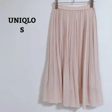 유니클로 스커트 플리츠 롱 플레어 허리밴딩 밑단 시어 S