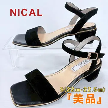 NICAL 니칼 메탈릭 라인 미들 힐 샌들 블랙 S 사이즈