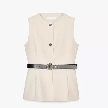 새상품 ZARA 자라 벨트 포함 롱 기장 베스트 탑스 골드 버튼 샌드