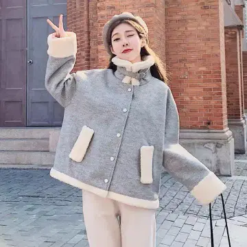 그레이 플리스 무스탕 코트