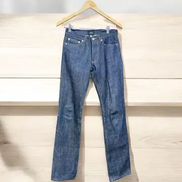 스트레이트 데님 힙스타 25 사이즈 다크 블루 레드 이어