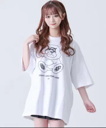 OY 곰 티셔츠 화이트 프린트 반팔 티셔츠 지뢰
