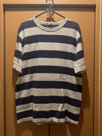 Pherrow's 2XL 네이비 그레이 스트라이프 티셔츠