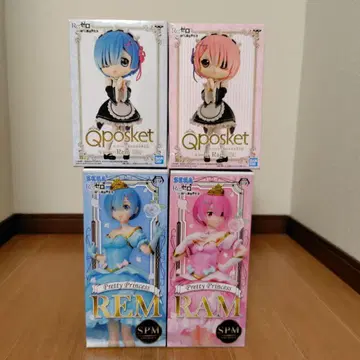 Qposket 렘 라무 피규어 & Pretty Princess 2개 세트