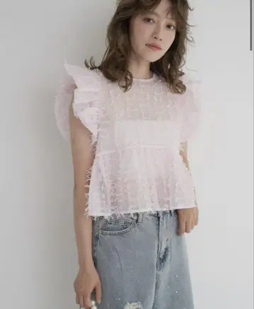 jumelle ribbon fabric mini blouse 핑크