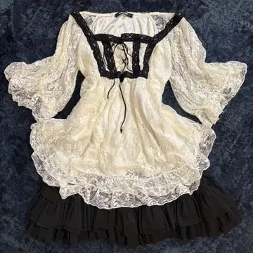 레이스 블라우스 Y2K 헤이세이 갸루 히메 그런지