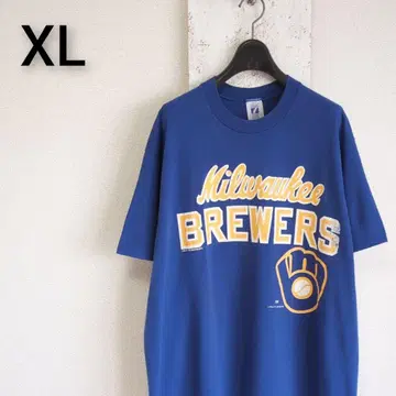 구제 의류 80년대 90년대 LOGO7 MLB 브루어스 티셔츠 블루 XL