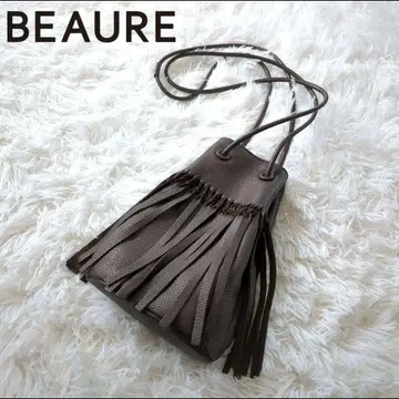 BEAURE VURE 카우 가죽 프린지 미니 숄더 브라운 천연 가죽