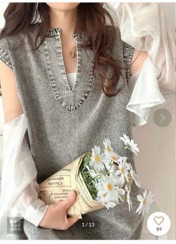블랙 데님, 지퍼가 달린 2way 롱 원피스