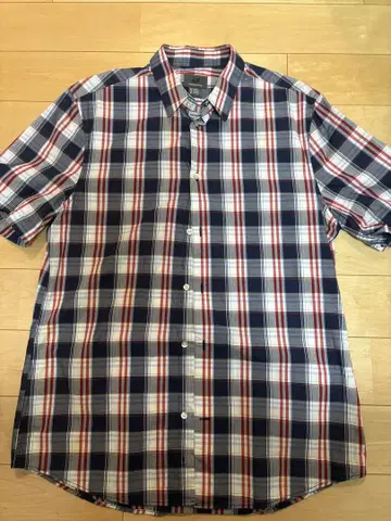 H&M 체크 셔츠 네이비 레드