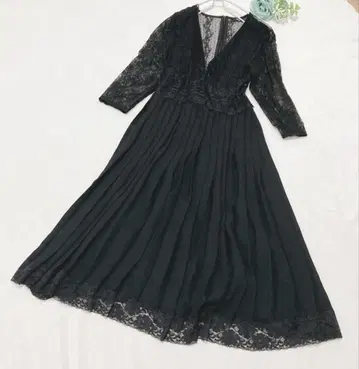 ZARA 자라 블랙 원피스 레이스 플리츠 V넥 포멀