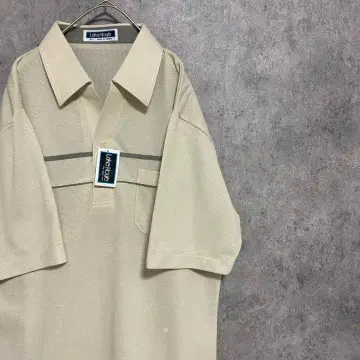 80S 데드스탁 반팔 하프 버튼 셔츠 옷깃 스티치 남성용 L A1