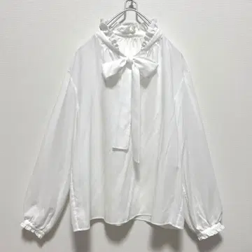 보르지 Ballsey 보타이 블라우스 프릴 화이트 M