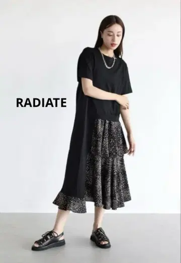 RADIATE 라디에이트 레오파드 비대칭 원피스 반팔 블랙