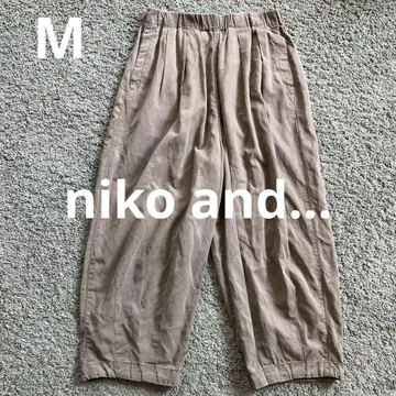 니코앤드 린넨 레이온 와이드 팬츠 카키 턱 디테일 벌룬 레그 M