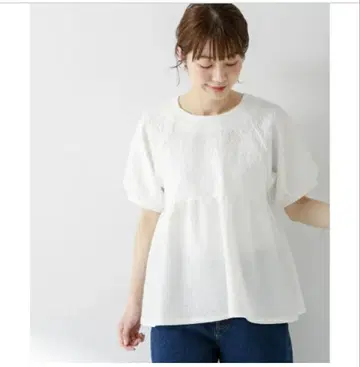 어반 리서치 후쿠레 자카드 반팔 블라우스