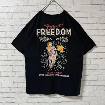 SKULL WORKS 스컬 워크스 반팔 티셔츠 타투 걸 블랙 XL