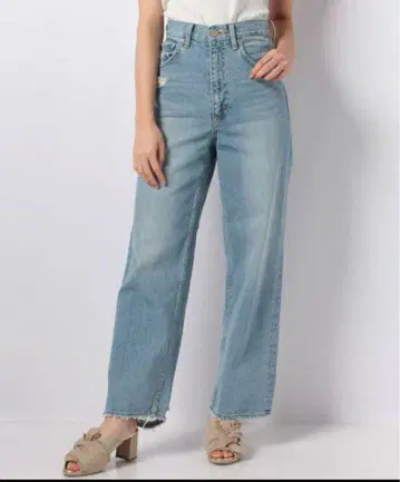 하이 웨스트, 와이드, 데미지, 크러쉬 데님 AZUL BY MOUSSY