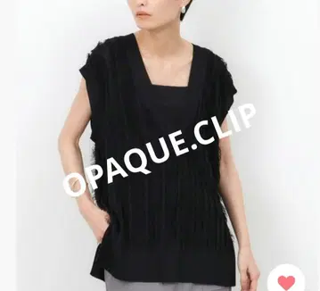 OPAQUE.CLIP 프린지 니트 V넥 베스트