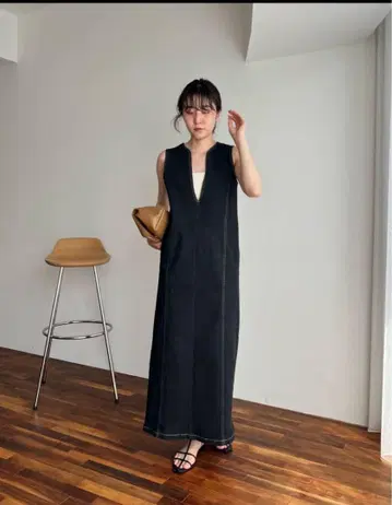 I 라인 데님 원피스 카프리슈 레마쥬