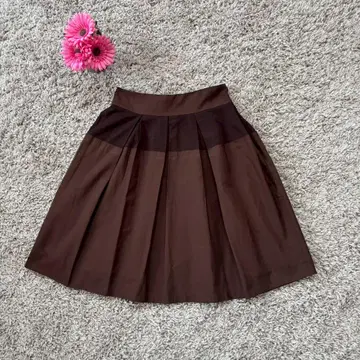 다나 캐런 뉴욕 스커트 고급스러운 브라운 투톤 안감 부착 M
